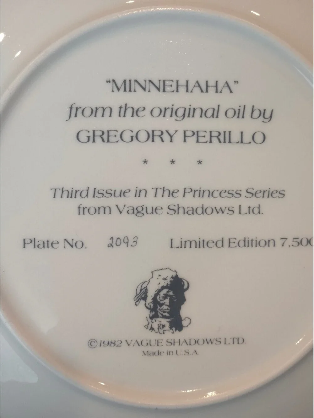 Minnehaha Limited Edition Collector's Plate by Gregory Perillo - The Princess